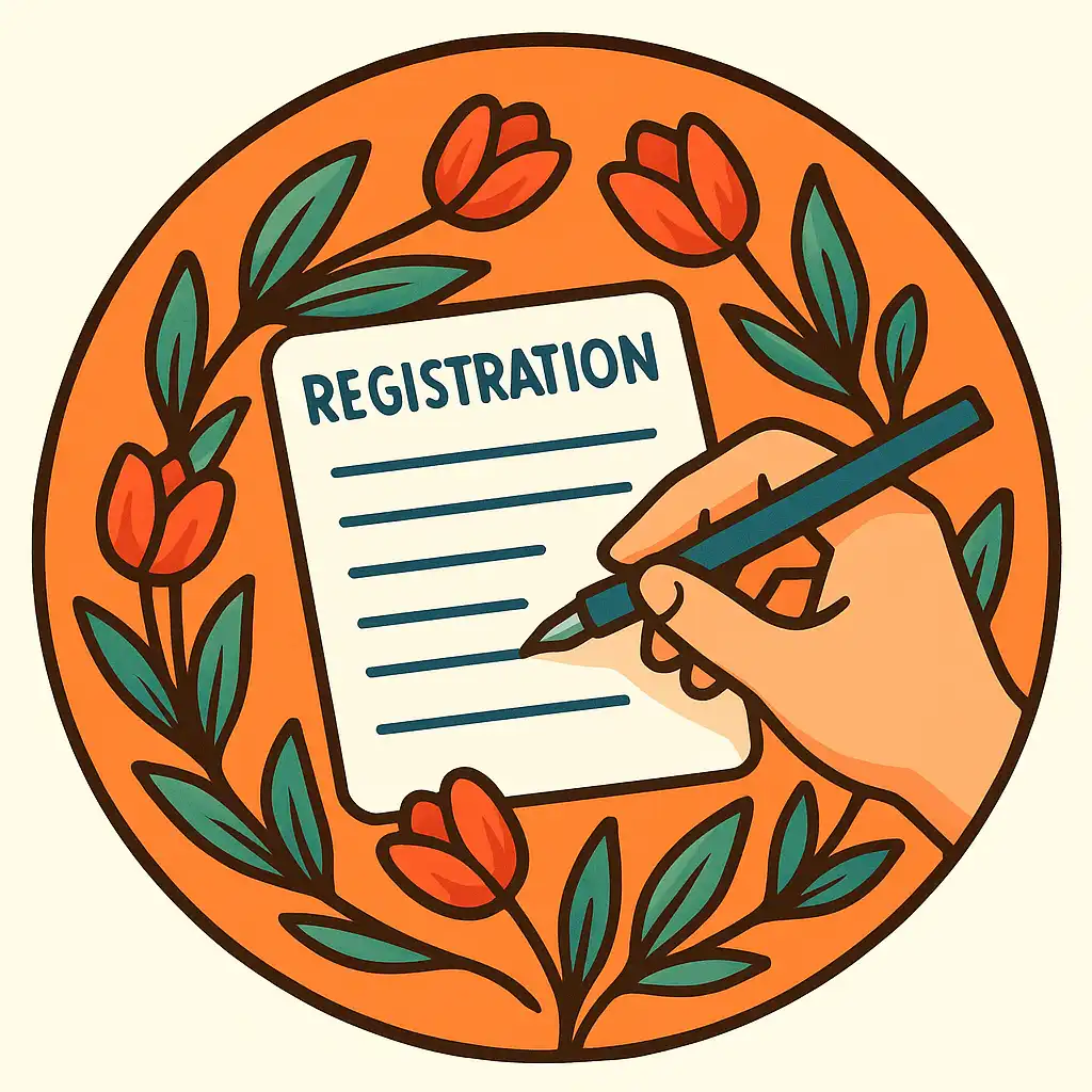 Illustratie van registratieformulier met tulpen